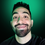 Last green blk bg neon reflect